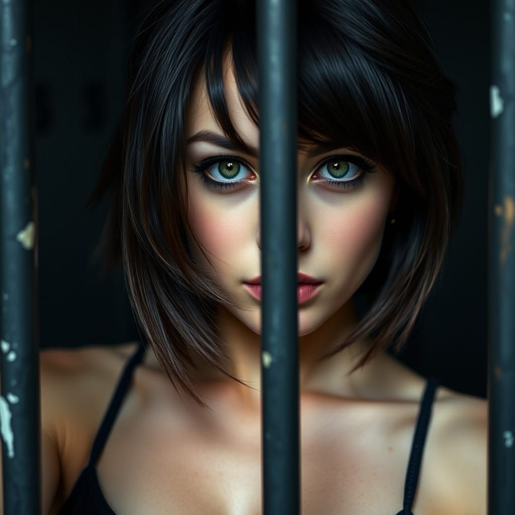 Cute Female Prisoner Looks Back