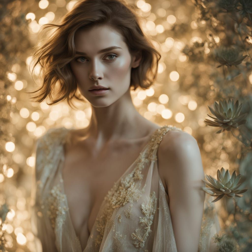 Timeless Enigmatic Beauty in Golden Desert Landscape