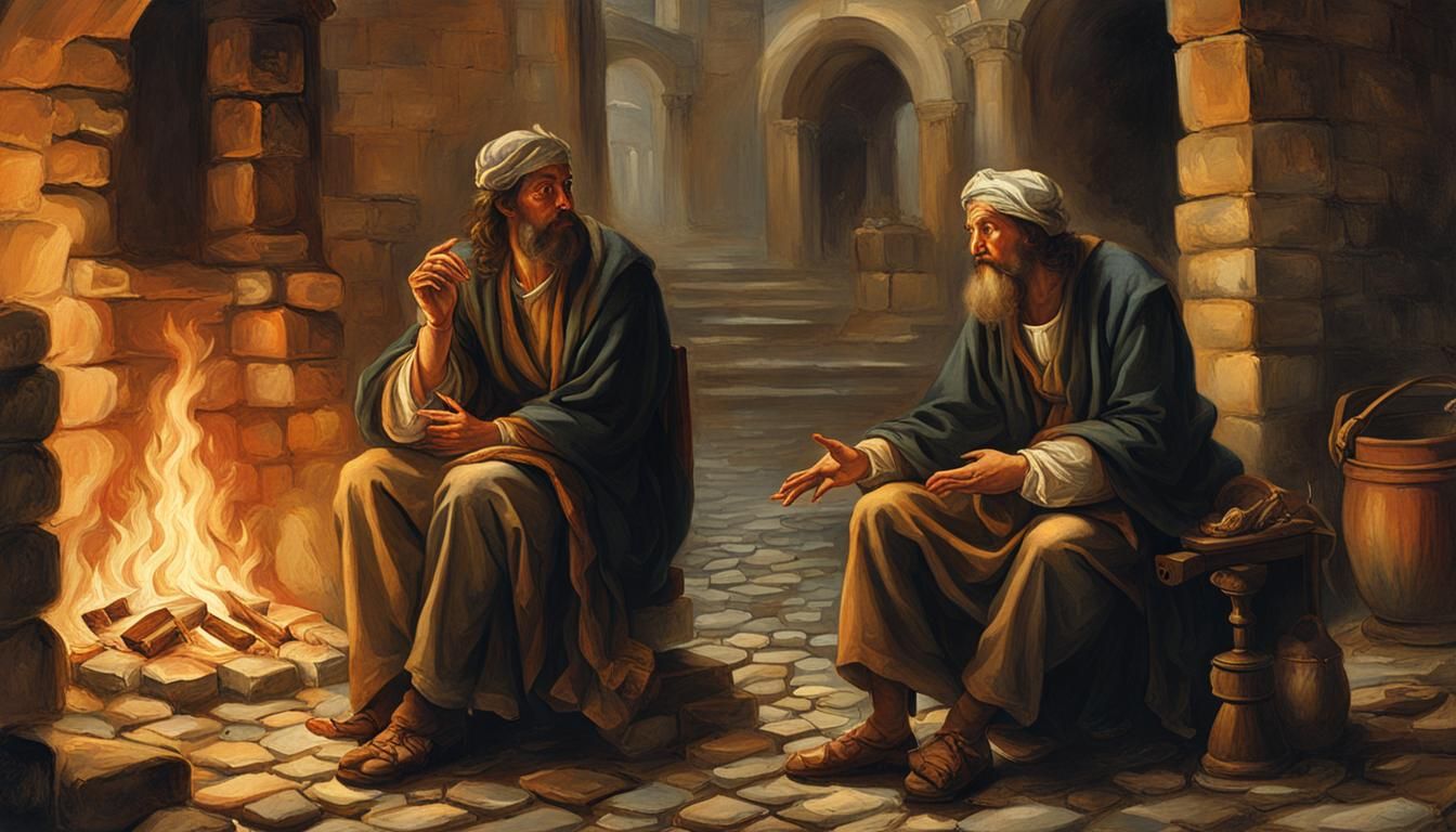 Regret: A Baroque Oil Painting of Peter by Firelight