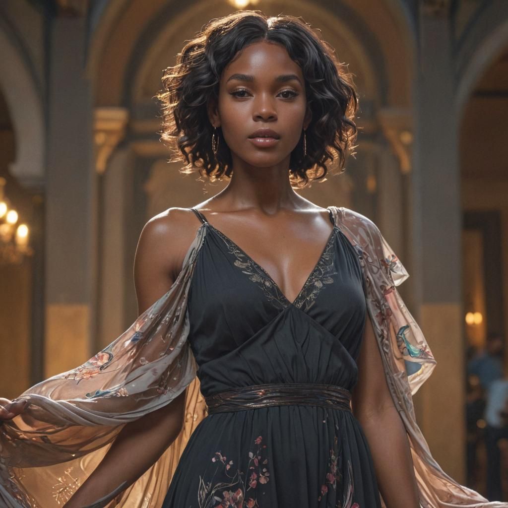 Elegant Portrait of a Woman in Art Nouveau Style