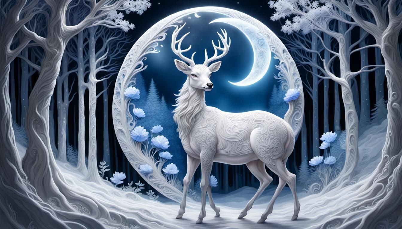 White Deer in Narnia: A Tim Burton Dreamscape