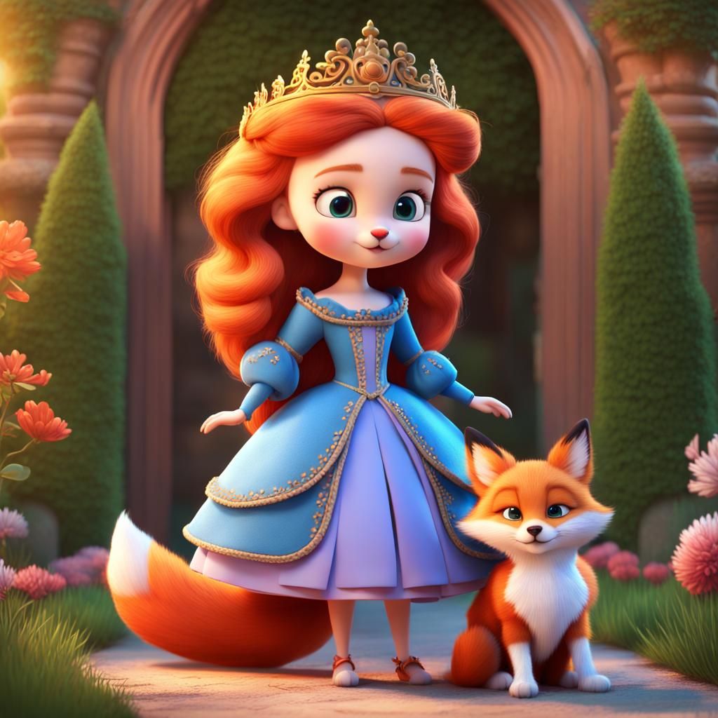 Pixar Princess with Fox in Royal Garden