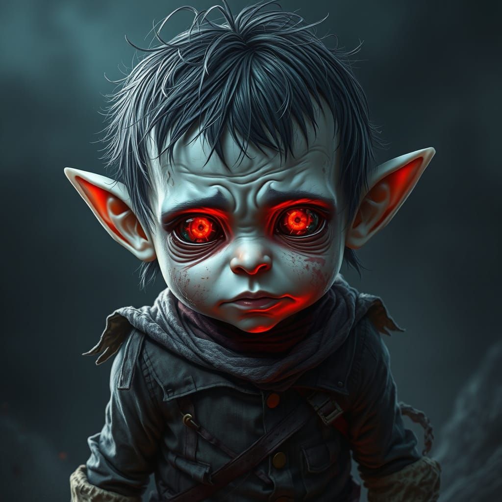 Mystical Red-Eyed Child in Fantasy Concept Art