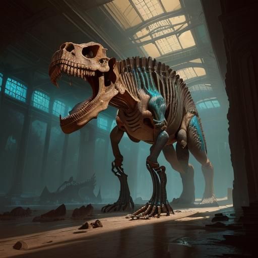Dinosaur Fossil Hall in Greg Rutkowski Style