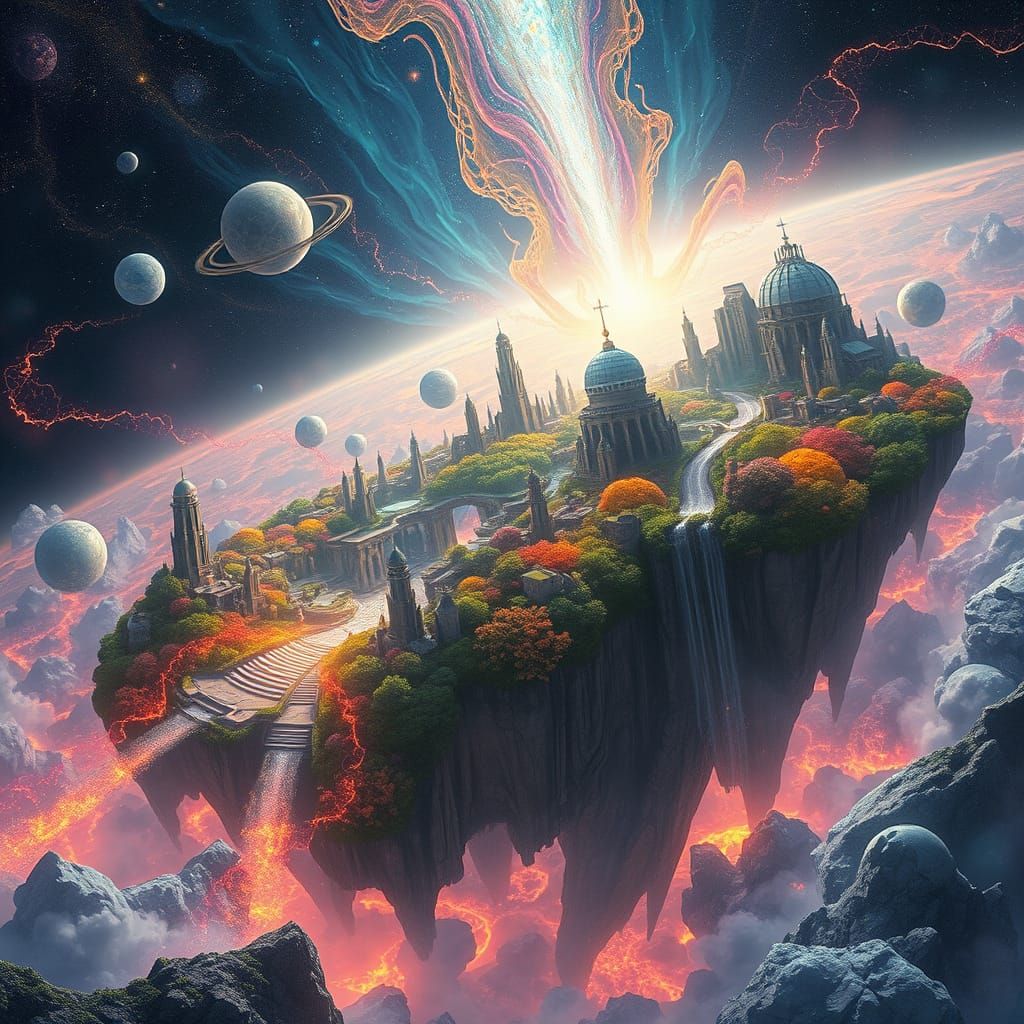 Surreal Cosmic Vortex Unfolds with Vibrant World and Citysca...