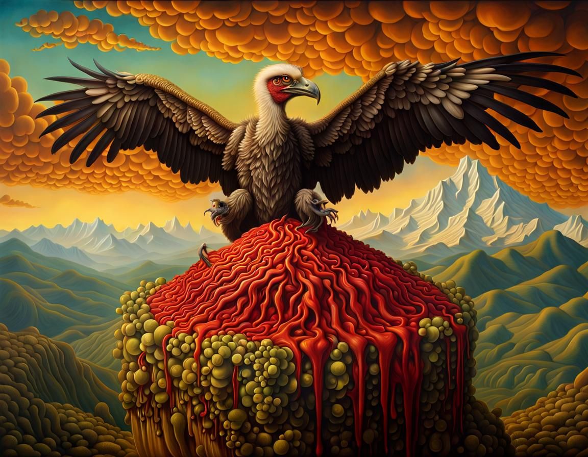 vulture on a blood soaked peak