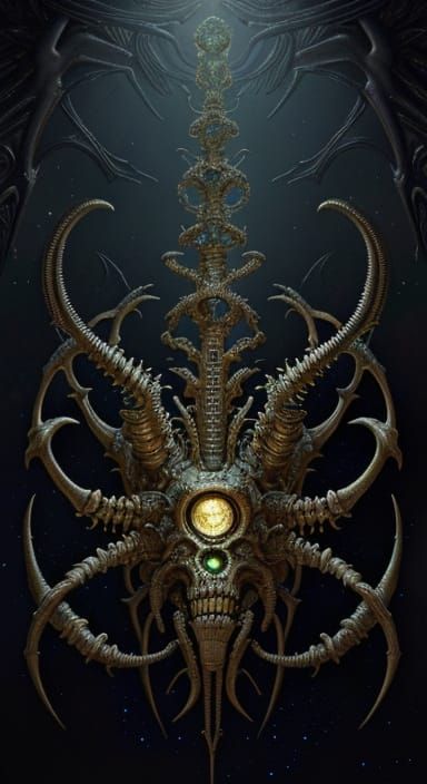 Eldritch Alien Skeletons in Contrasting Hues