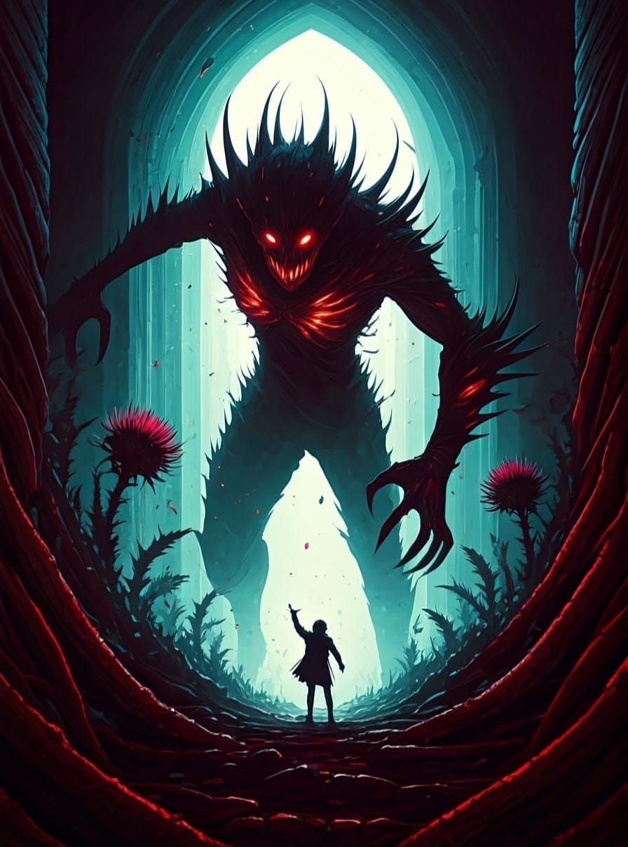 A Fiery Guardian of the Underworld, Defended by a Courageous...