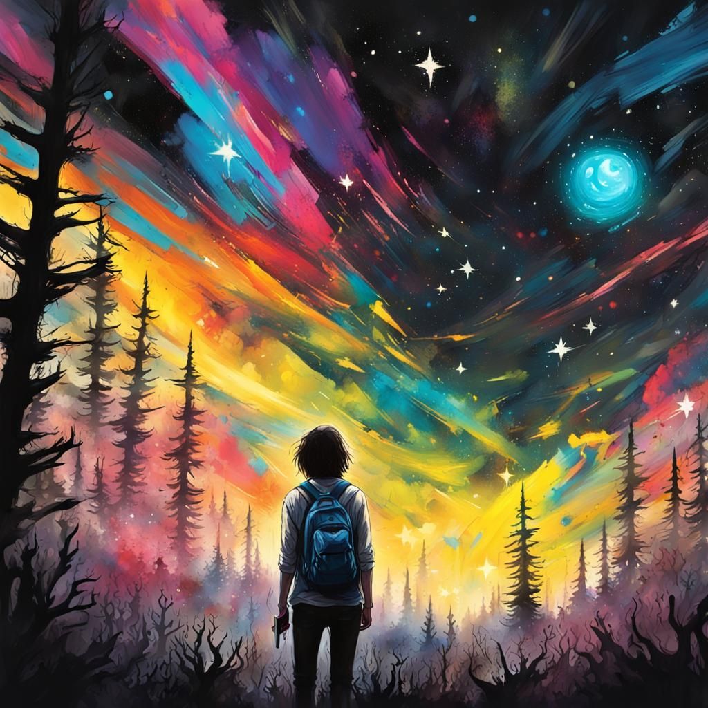 Star Guides Traveler: Graffiti Street Art in Forest