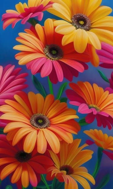 Hyperrealistic Gerbera Painting in Impressionist Style