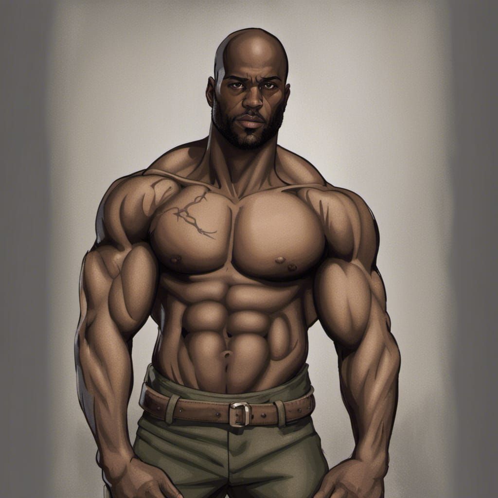 Muscular Man in Sci-Fi Setting: 3D Rendered Art