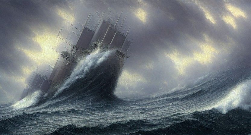 Ship Caught in a Storm