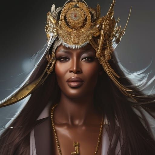 Naomi Campbell Portrait in Hyperdetailed Lighting