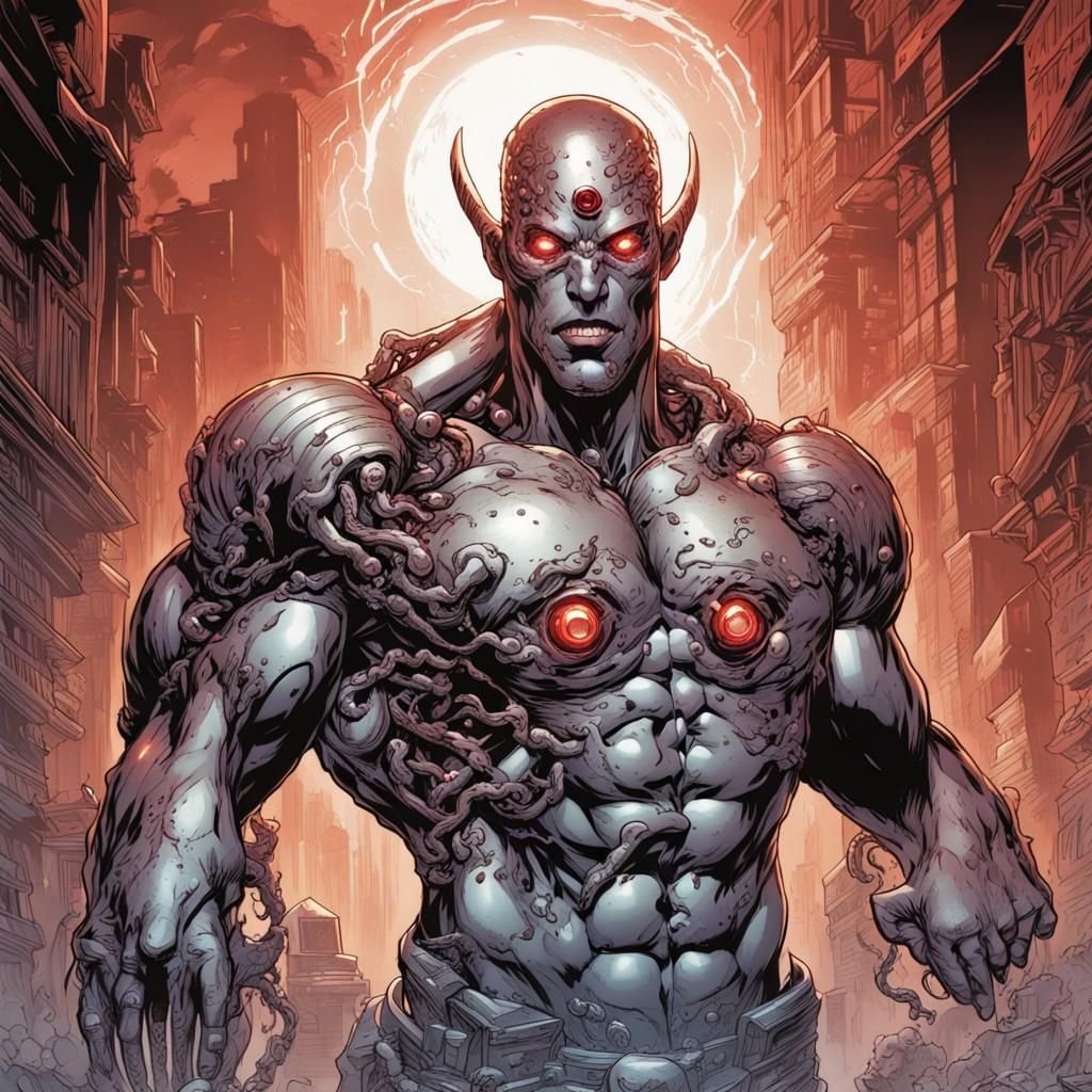 Cyborg Possessed by Demon in Comic Book Art