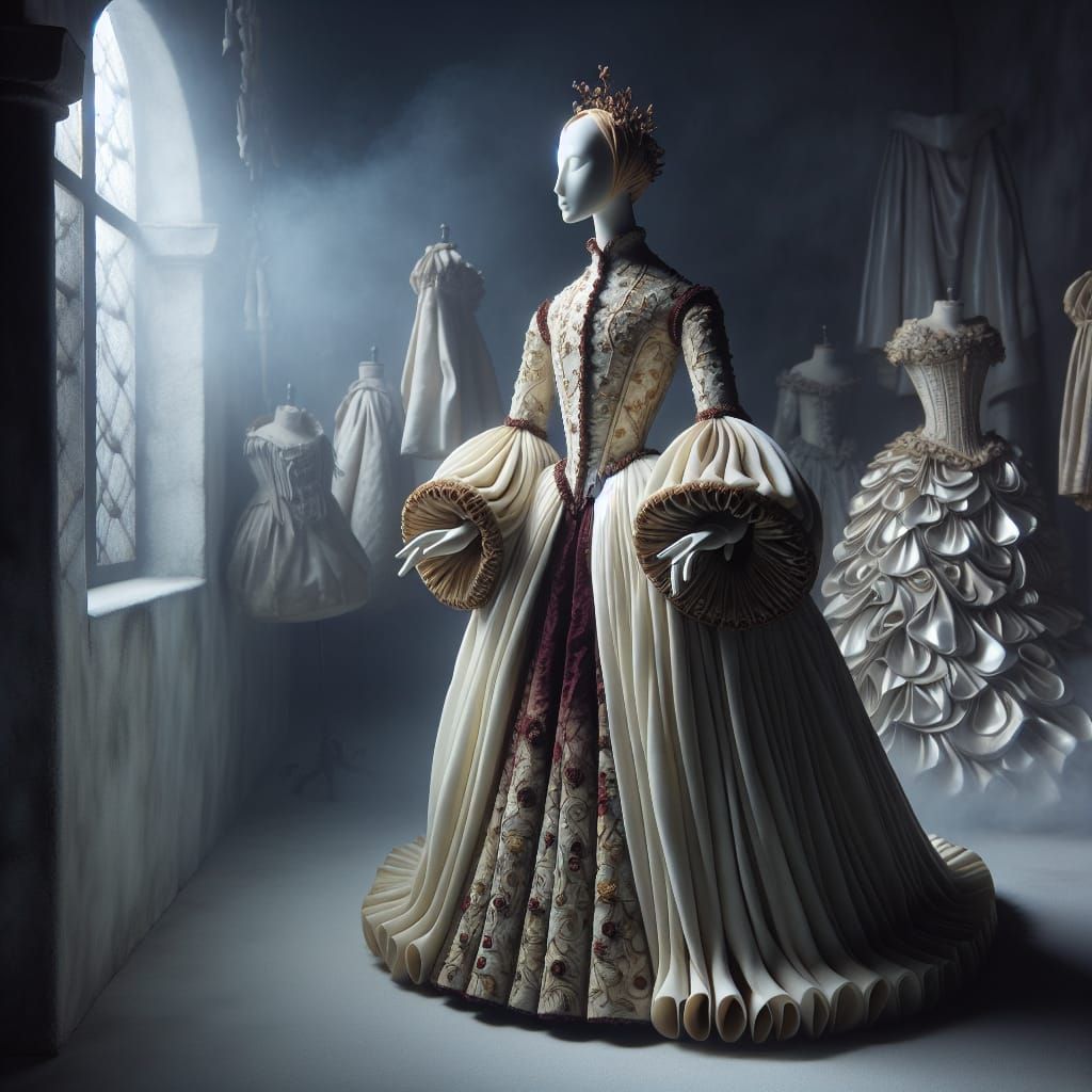 Textile Sculpture in Renaissance Style with Smoky Atmosphere