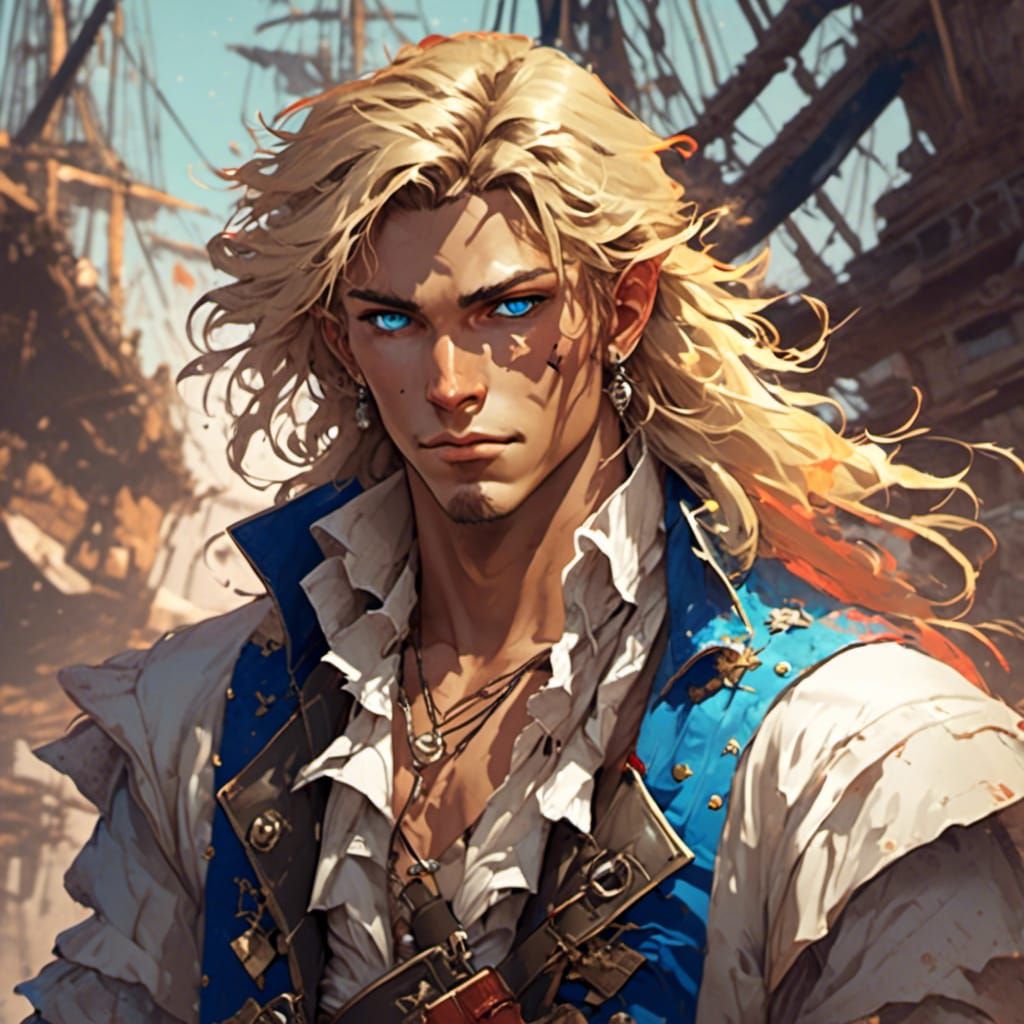 Young Pirate Portrait in Splatter Graffiti Style