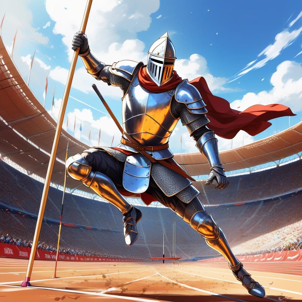 Crusader Knight Pole Vaulting: Anime Style Action