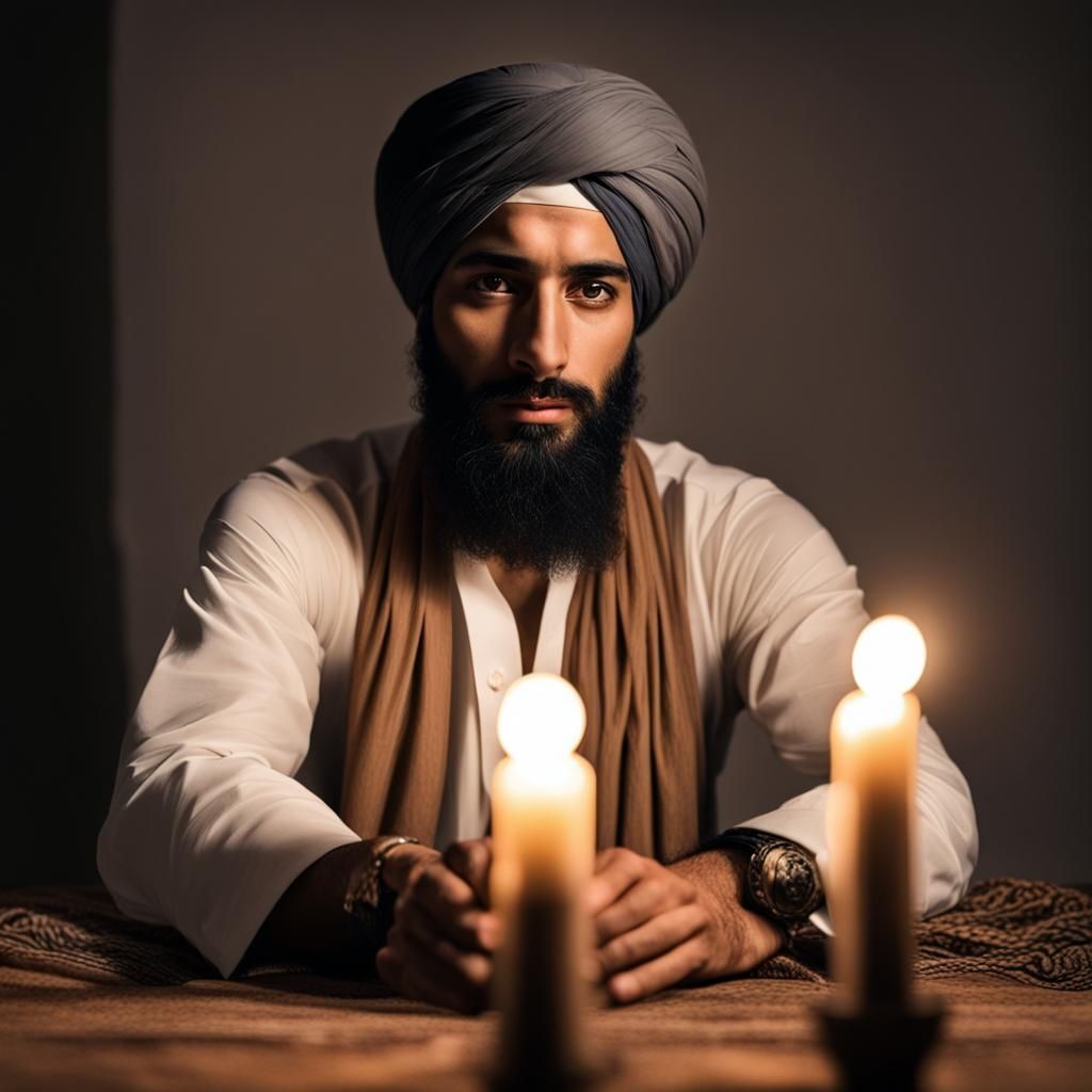 Middle Eastern Man in Candlelight Portrait