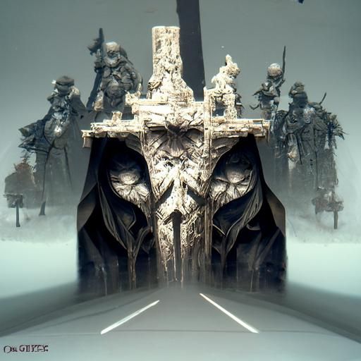 Ominous Crossroads Scene with 3D Shading