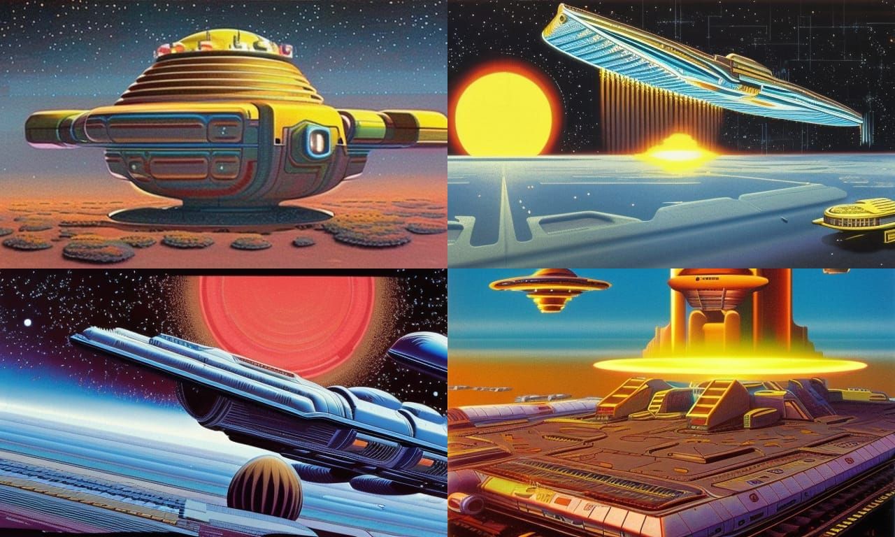 Retro Sci-Fi Landscape in Graphic Novel Style