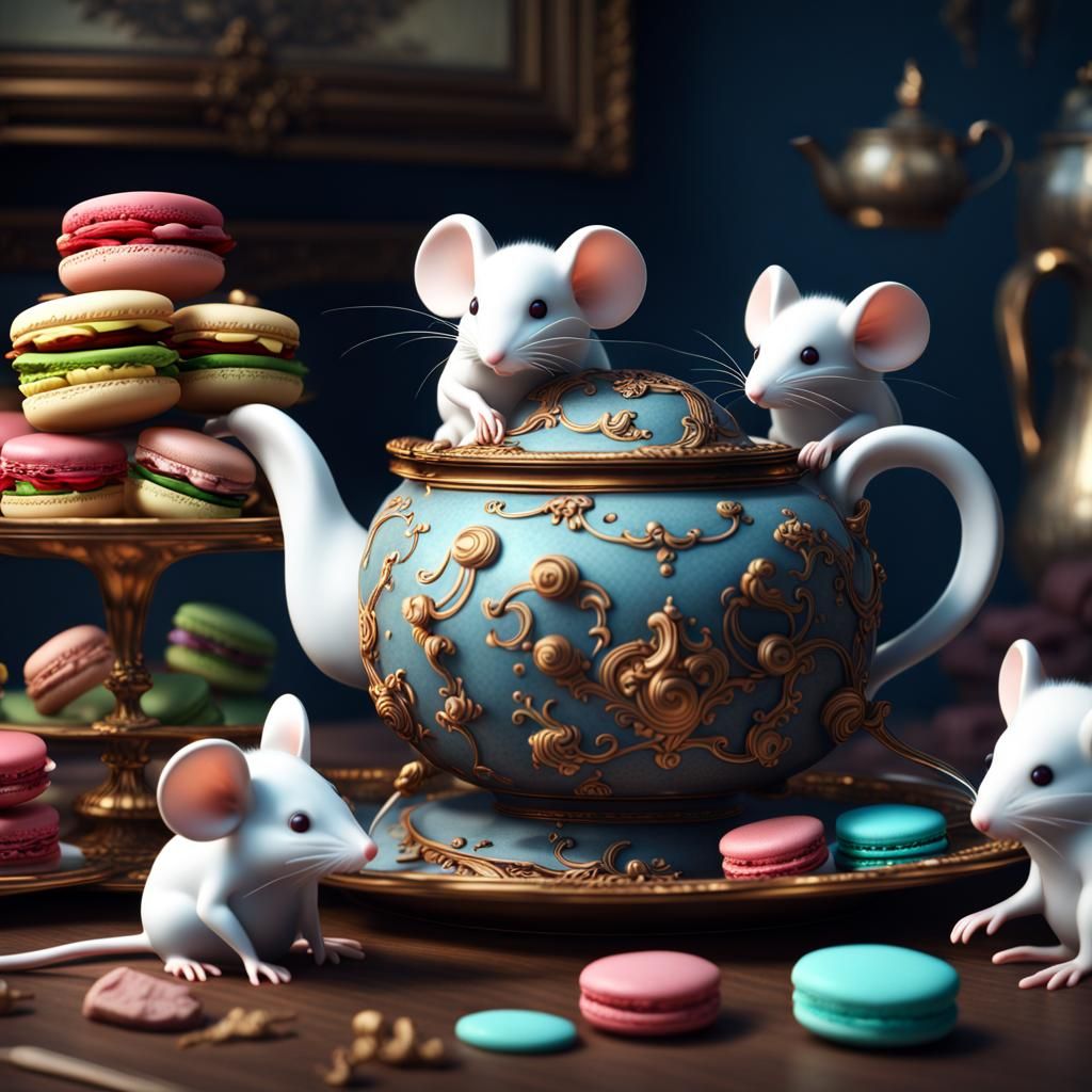 Mice Tea Party: Detailed Fantasy Concept Art