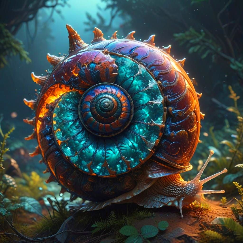 Fractal Fantasy: Snow Flake Snail in Intricate Detail