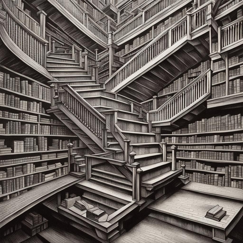 Escher Stairway Design in Bookstore
