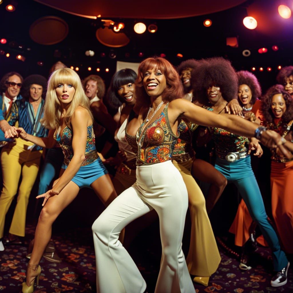 Psychedelic 70s Rock Dancers in Party Atmosphere