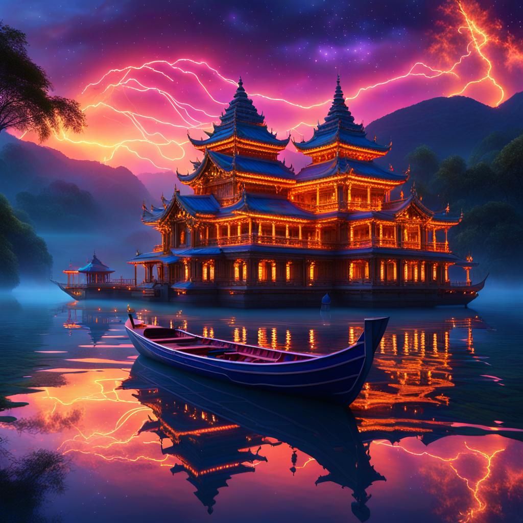 Heavenly Temple Boat in Divine Lake