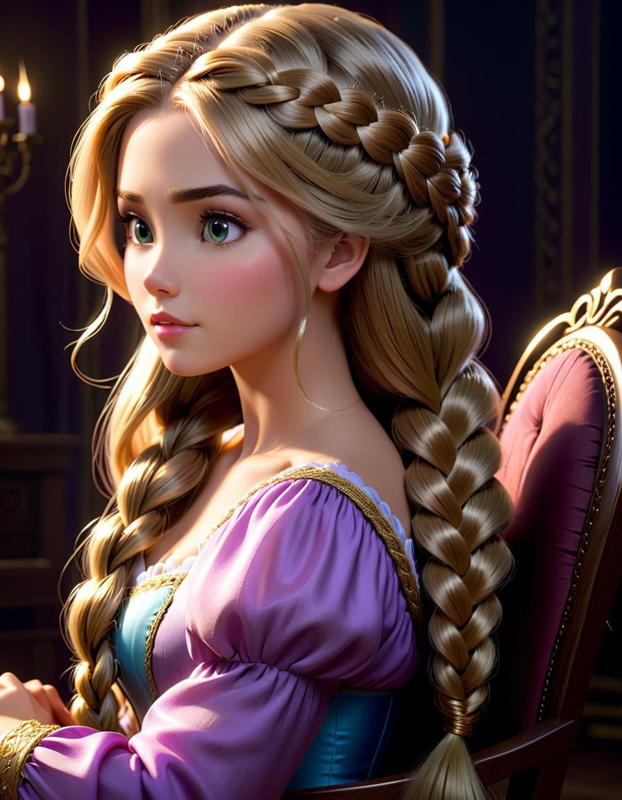 Rapunzel with Intricately Braided Hair in UHD