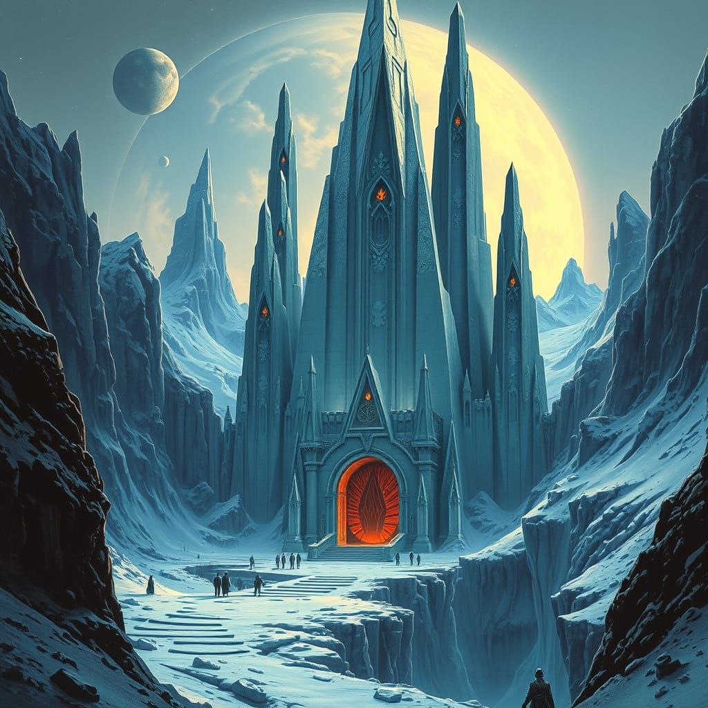 Surreal Sith Temple Amidst Icy Dwarf Planet, in Dark Gothic ...