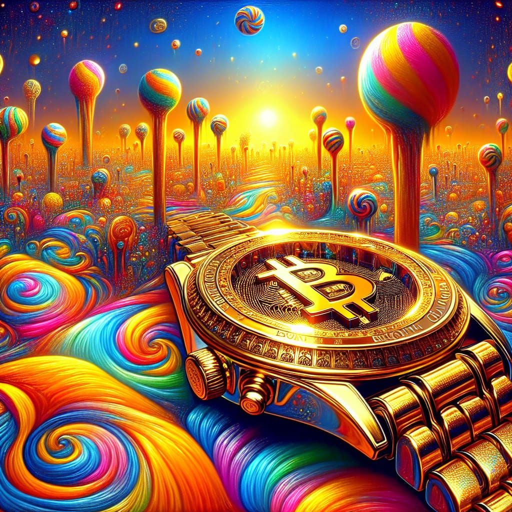 Bitcoin Watch in a Candyland Dreamscape