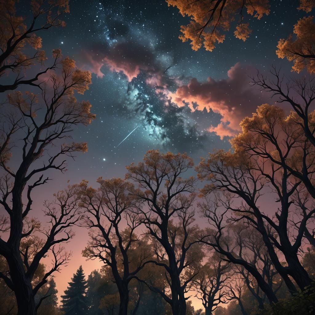 Starry Night Sky Matte Painting in Deep Color