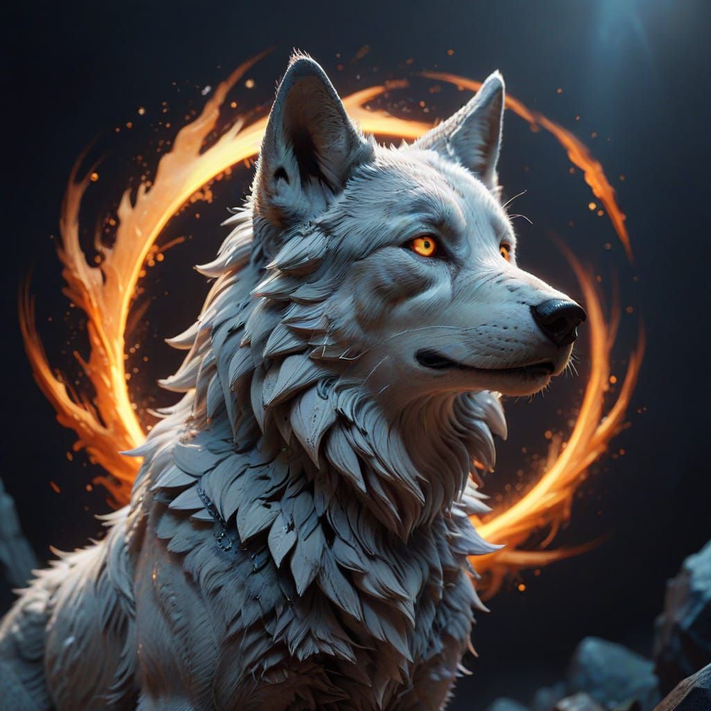 Majestic Sigma Alpha Wolf in Vibrant, Radial Gradient Backgr...