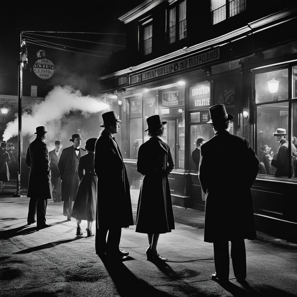 1850s Pool Hall Exterior: Diverse Crowd in Vintage Attire