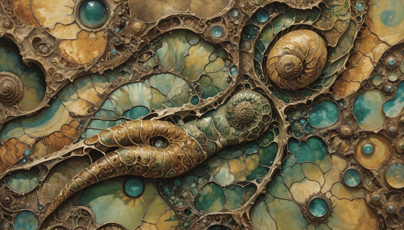 Ammonite in Arizona Desert: Surreal Watercolor Art