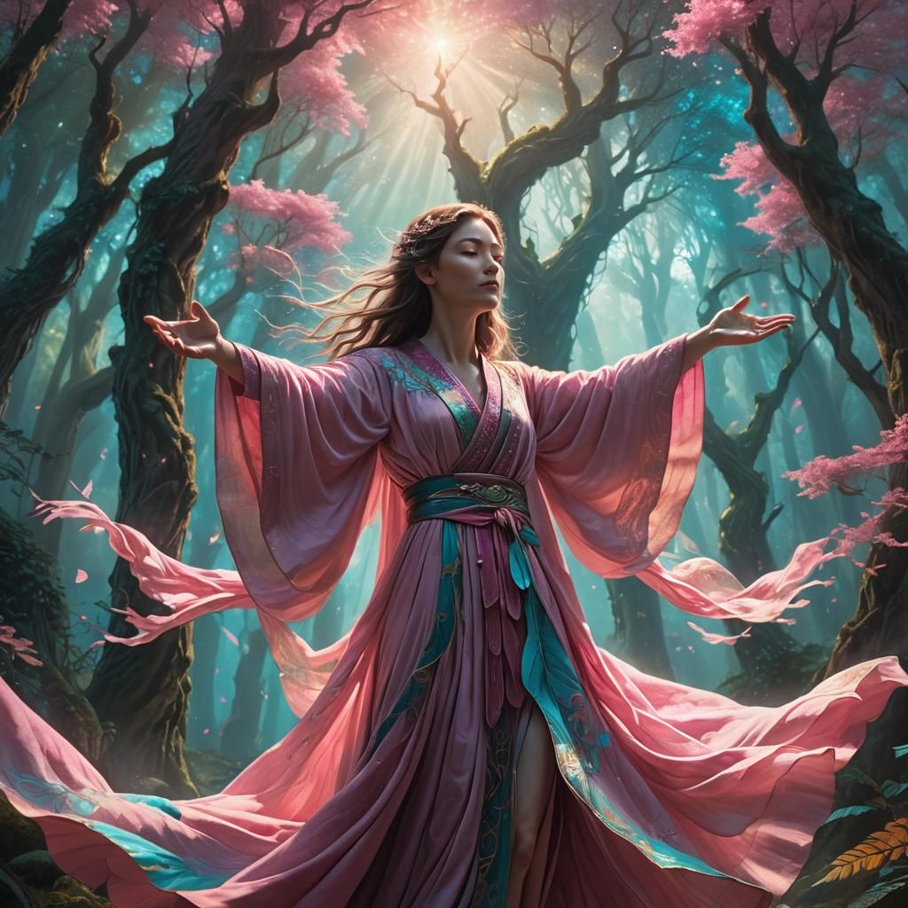 Ethereal Portal Opens in Mystical Forest: Fantasy Art