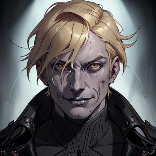 Sinister Blonde Man Portrait in Hyperdetailed Style