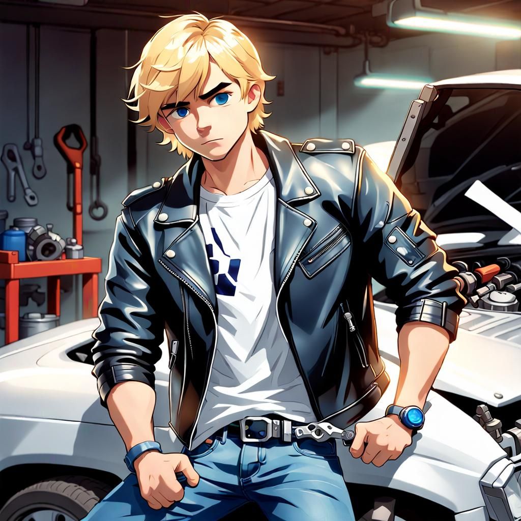 Handsome Chibi Style Brian Branson Sitting On A Car At A Wor...