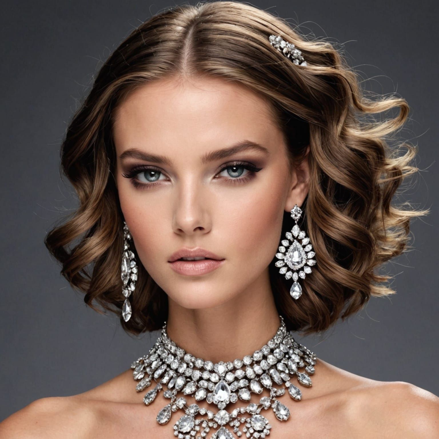 Fashion Model with Elaborate Hair and Jewels