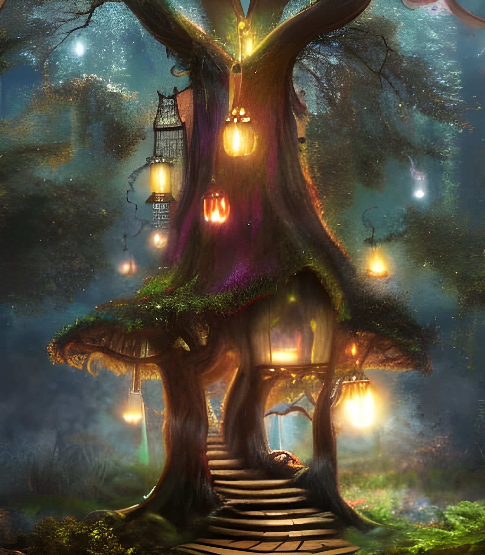 Enchanted Fairy Treehouse in Fantasy Forest