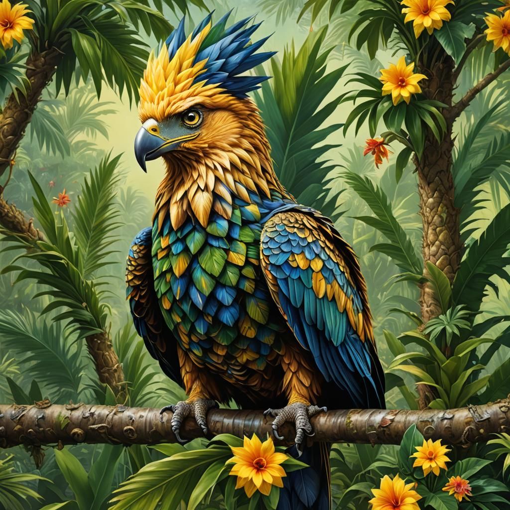 Pineapple Eagle in Tropical Rainforest: Fantasy Art