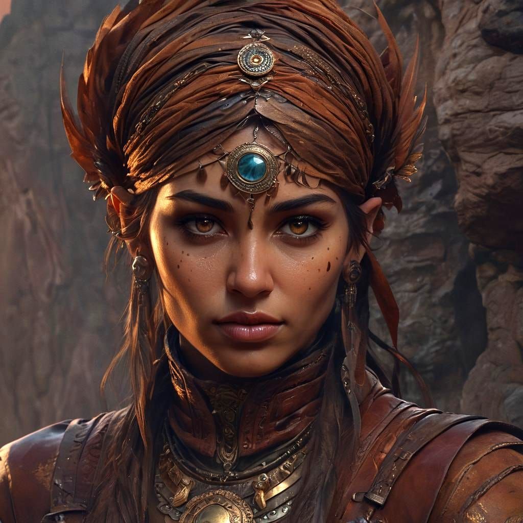 Mystic Djinn Chacal Portrait in Golden Moonlight