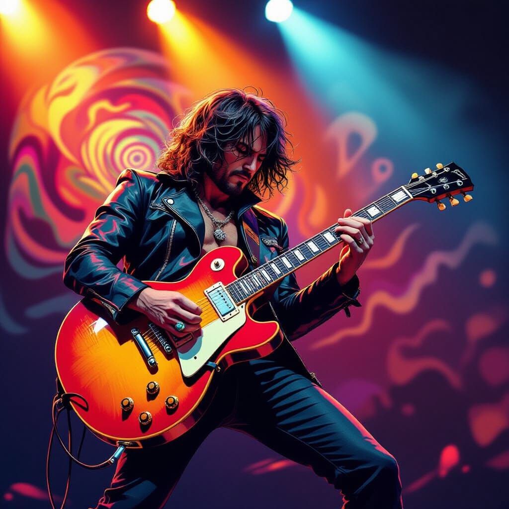 Electric Guitar in Psychedelic Lighting