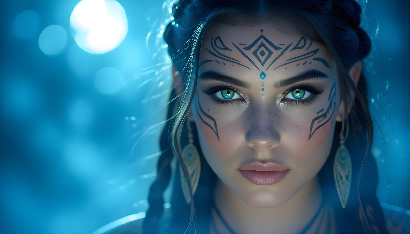 Mystical Woman Reading Souls in Moonlit Mist