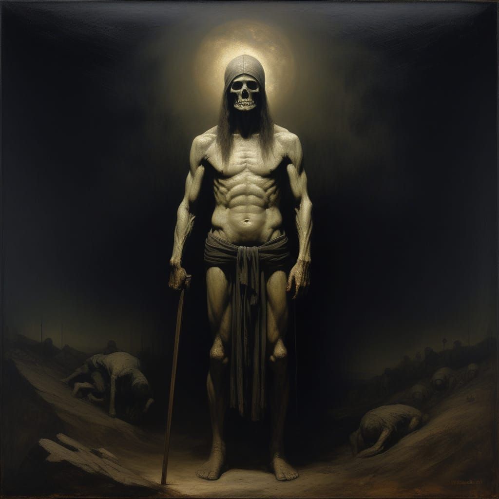 Grimdark Scene in Oil Painting Style