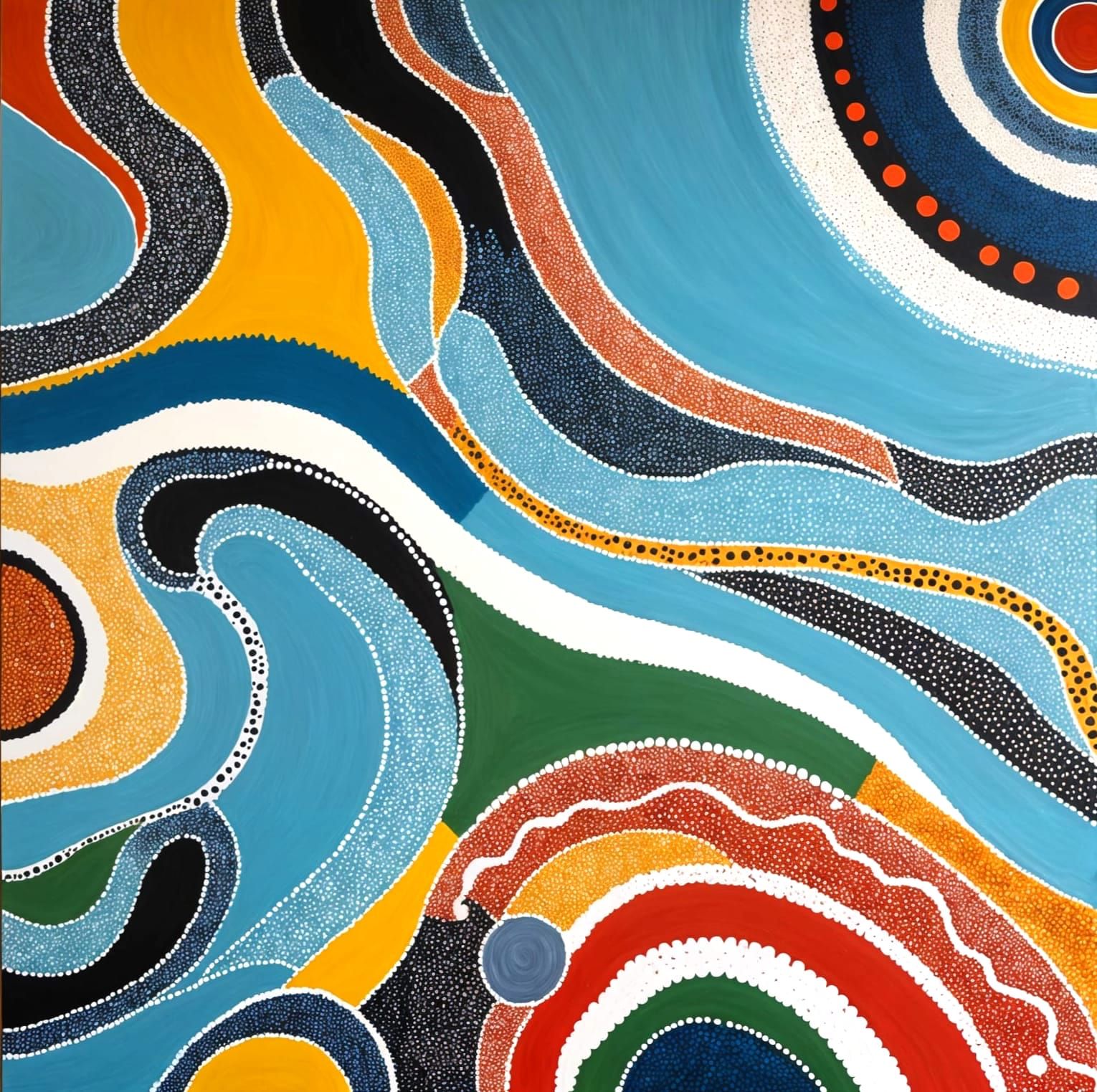 Abstract Pointillist Painting in Indigenous Style