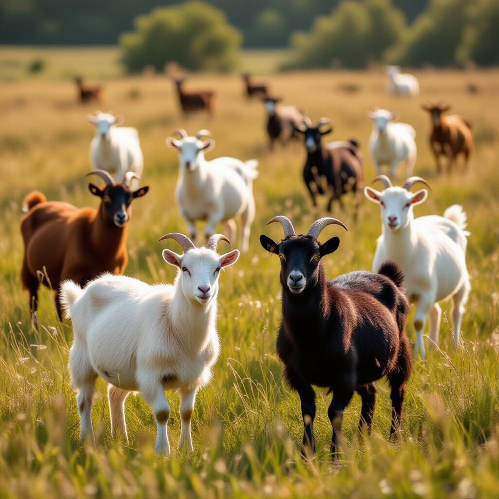 Goats in a Glittering Field