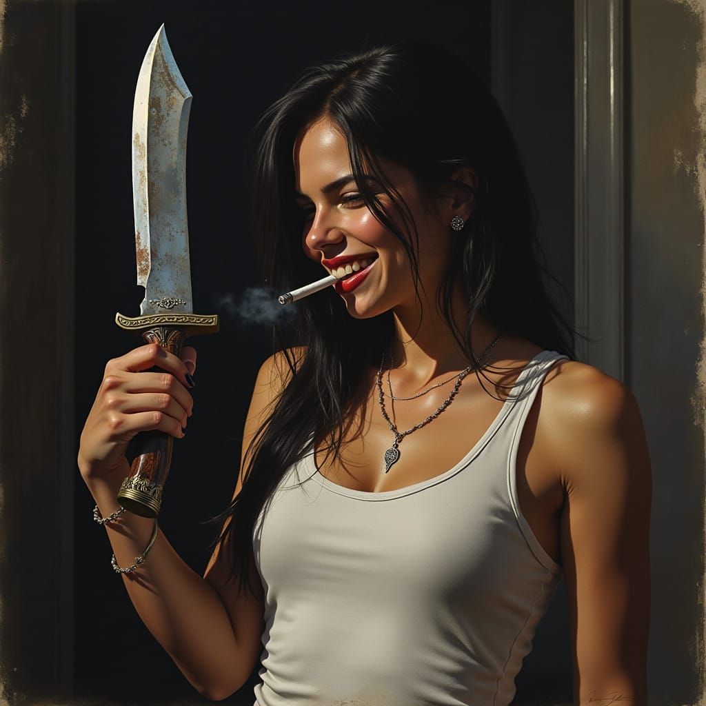 Gritty Moroccan-Argentinian Warrior in Dark Fantasy Watercol...