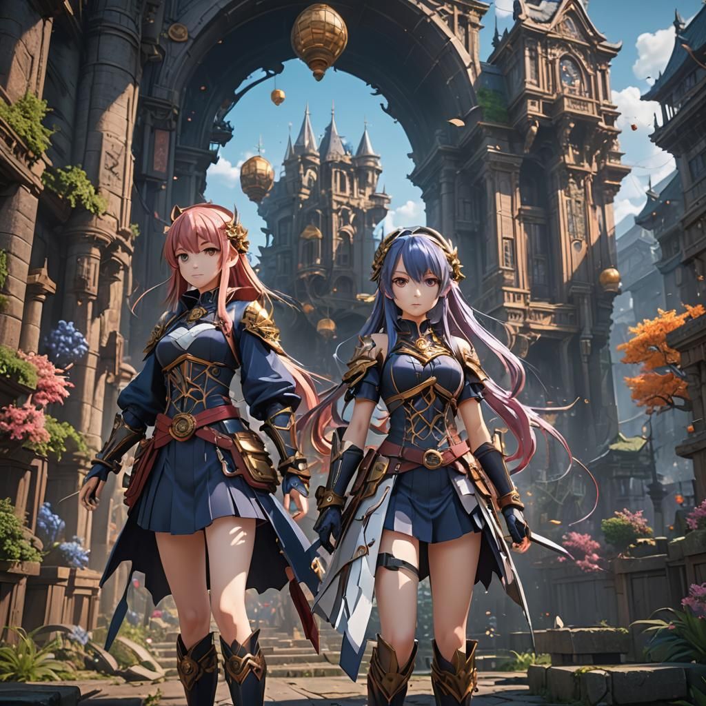 Anime Girls in Detailed Fantasy Concept Art